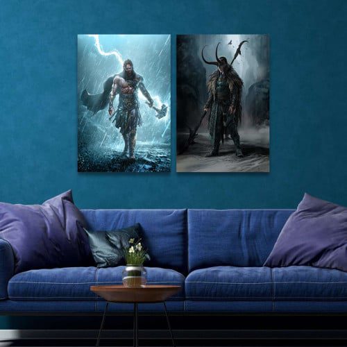 لوحة قماشية ثنائية بتصميم أنمي