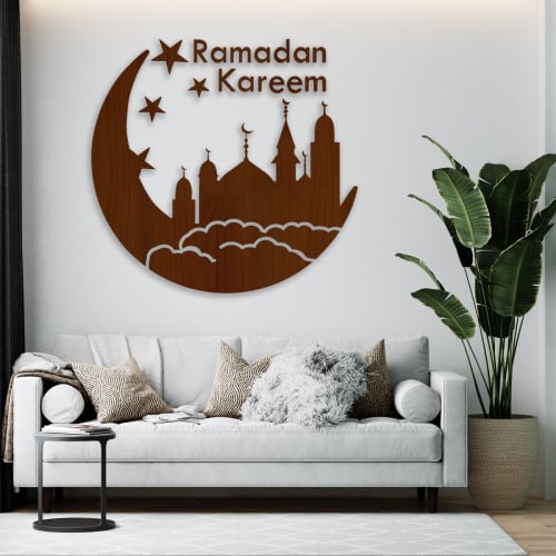 لوحة خشبية مودرن بنقشة رمضان كريم
