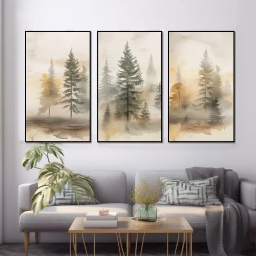 طقم من 3 لوحات ثلاثية بتصميم عصري