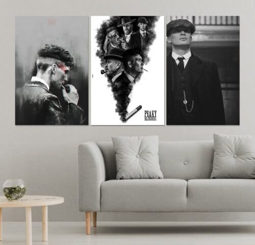 ثلاث لوحات قماشية بتصميم مسلسل peaky BLINDERS