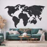 لوحة أكريلك سوداء بتصميم خريطة العالم، تضيف لمسة عصرية لأي مساحة داخلية.