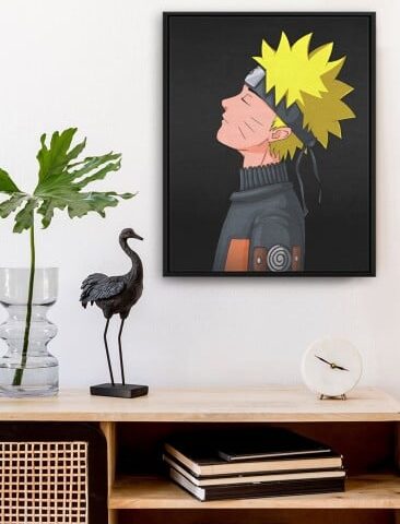 لوحة كانفاس على إطار خشبي بتصميم أنمي ناروتو يتأمل