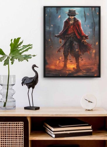 لوحة كانفاس على إطار خشبي بتصميم لوفى أنمي وان بيس