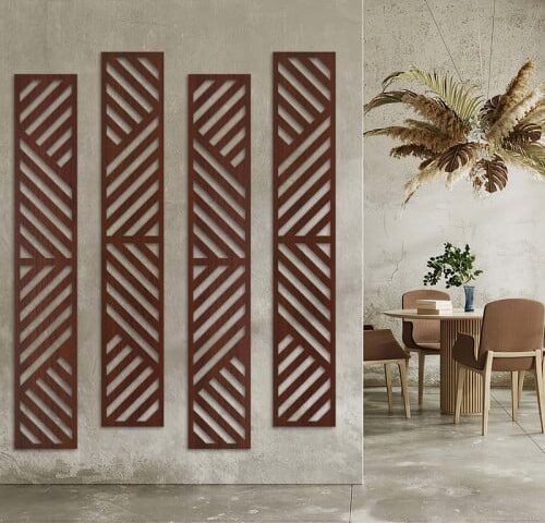 لوحة ديكور خشبية - بتصميم الفن التجريدي والهندسي - 60×40 سم