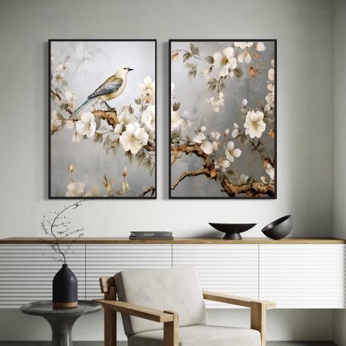 a05c7e3f-a704-42fb-8579-456a9016b1b8-500x500-5ESIbmRnwwYuo2vwplzGvAYsZS3Gkdjr42H5Z2rN.jpg طقم مكون من لوحتين مودرن -بيرد أوف بلوسوم - الصورة 1