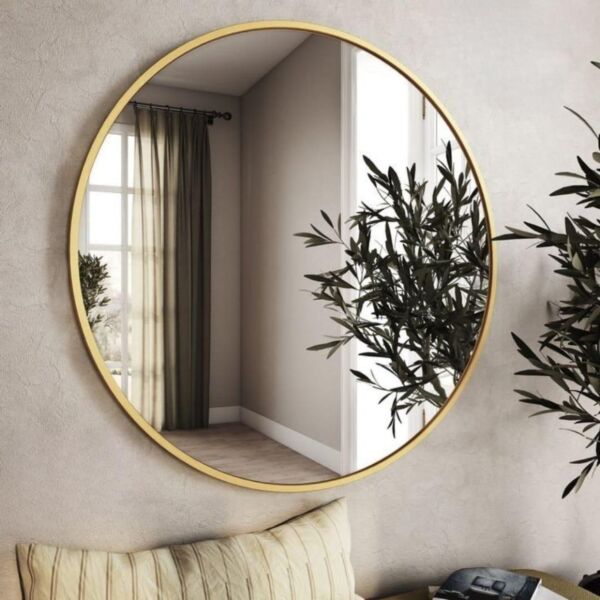 c09f38e7ca78afaa47da30a0822ee963 مرآة حائط لومينا 80 سم - ذهبي - الصورة 1