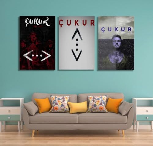 ثلاث لوحات قماشية بتصميم مسلسل الحفرة