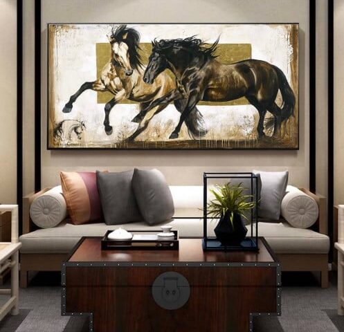لوحة كنفاس خيول| افكار مودرن