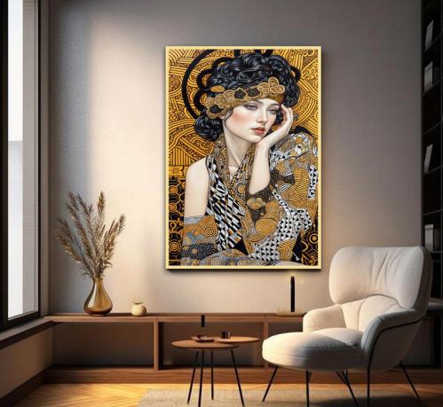 لوحة قماشية بتصميم بتصميم امرآة مع برواز مجوف