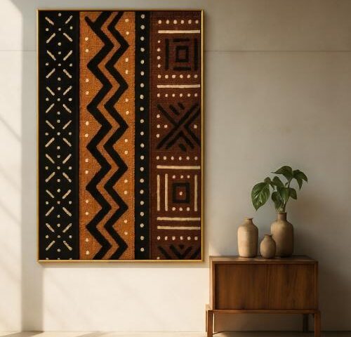 لوحة قماشية بتصميم الفن النجدي مع برواز مجوف