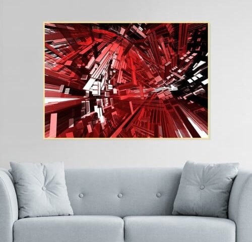 لوحة قماشية بتصميم هندسي مع برواز مجوف