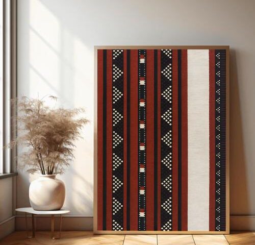 لوحة قماشية بتصميم الفن النجدي مع برواز مجوف