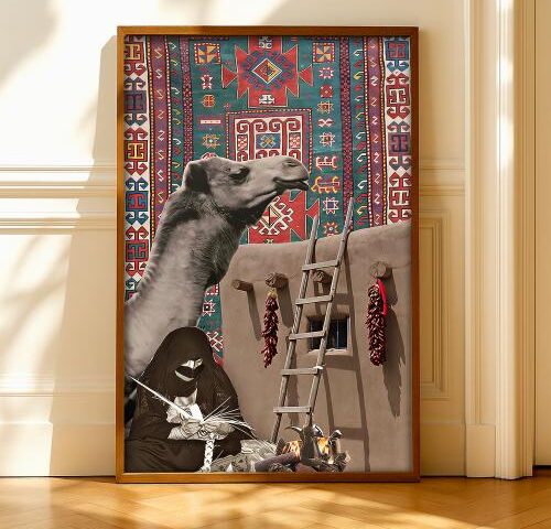 لوحة قماشية بتصميم الفن النجدي مع برواز مجوف