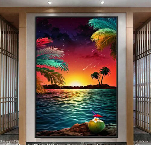 لوحة قماشية بتصميم مودرن مع برواز مجوف