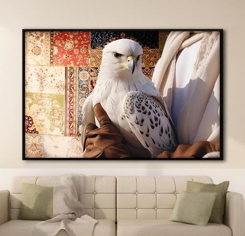 لوحة قماشية بتصميم الفن النجدي مع برواز مجوف