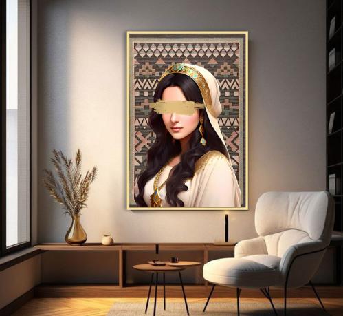 لوحة قماشية بتصميم فتاةمع برواز مجوف