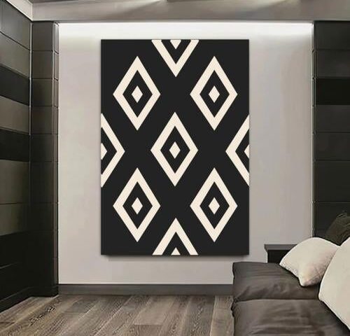 لوحة قماشية بتصميم تجريديمع برواز مجوف