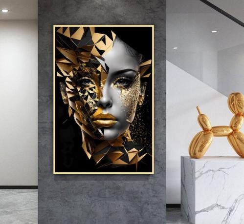 لوحة قماشية بتصميم فتاةمع برواز مجوف