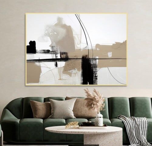 لوحة قماشية بتصميم الفن التشكيلي مع برواز مجوف