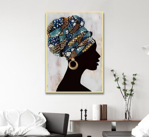 لوحة قماشية بتصميم بتصميم امرآة مع برواز مجوف