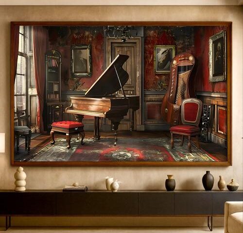 لوحة قماشية بتصميم مودرن مع برواز مجوف