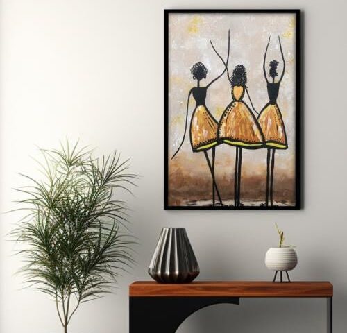 لوحة قماشية بتصميم تجريدي مع برواز مجوف