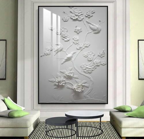 لوحة جدارية بتصميم الفن التجريدي مع برواز و طبقة اكريلك