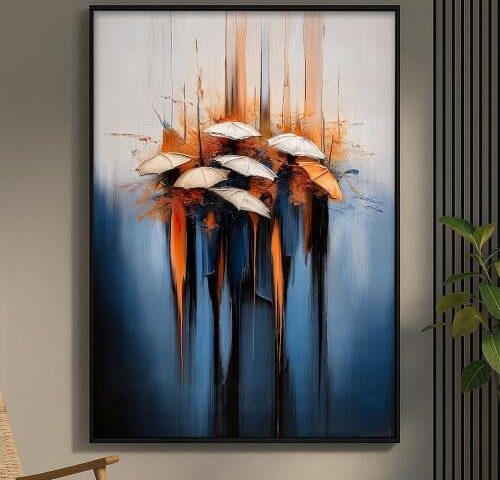 لوحة قماشية فاخرة بتصميم تجريدي مع برواز مجوف