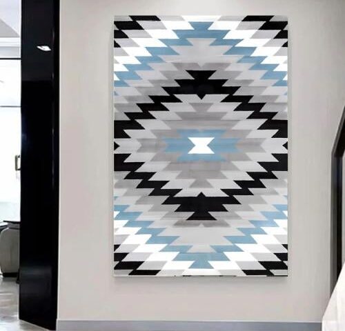 لوحة قماشية بتصميم تجريديمع برواز مجوف