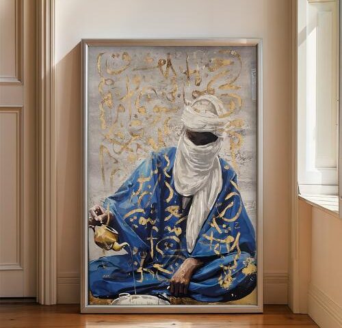 لوحة قماشية بتصميم الفن التراثي مع برواز مجوف