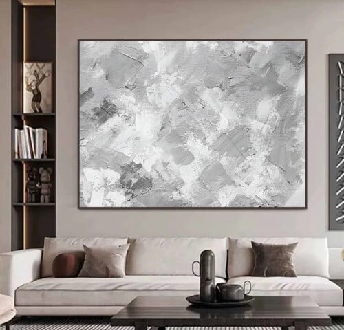 لوحة قماشية بتصميم الفن التشكيلي مع برواز مجوف