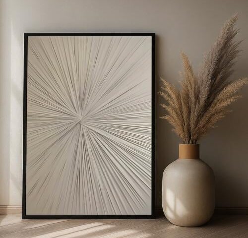 لوحة قماشية مطبوعة - بتصميم الفن التجريدي مع برواز مجوف