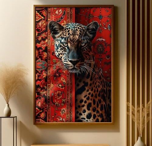 لوحة قماشية بتصميم الفن التراثي مع برواز مجوف