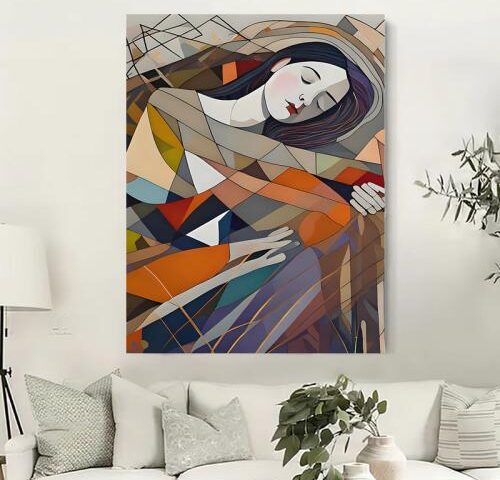 لوحة قماشية بتصميم تجريديمع برواز مجوف