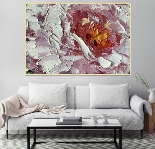 لوحة قماشية بتصميم الفن التشكيلي مع برواز مجوف