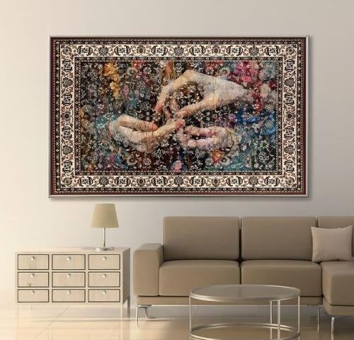 لوحة قماشية بتصميم الفن التراثي مع برواز مجوف