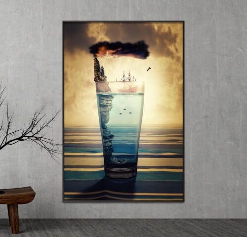 لوحة قماشية بتصميم مودرن مع برواز مجوف