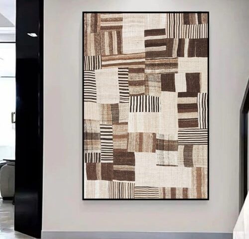 لوحة قماشية بتصميم الفن البوهيمي مع برواز مجوف