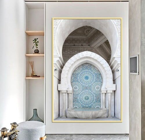 لوحة قماشية بتصميم الدار البيضاء مع برواز مجوف