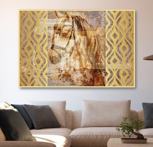 لوحة قماشية بتصميم حصان مع برواز مجوف