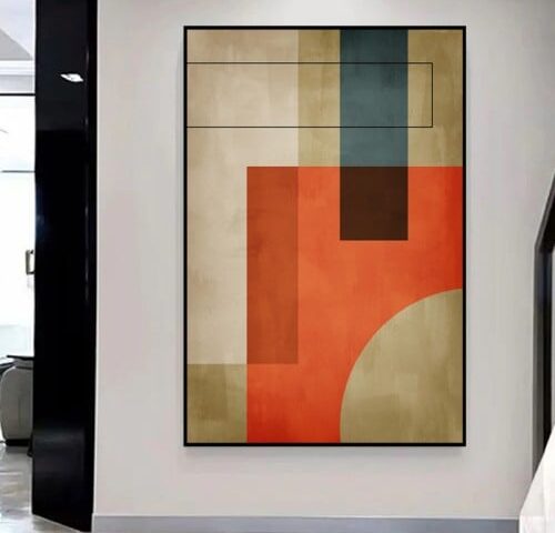 لوحة قماشية بتصميم الفن التشكيلي مع برواز مجوف