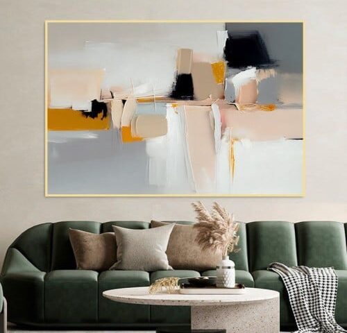 لوحة قماشية بتصميم الفن التشكيلي مع برواز مجوف