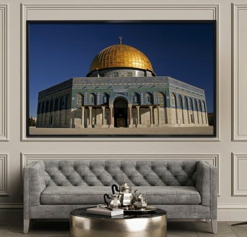 لوحة قماشية بتصميم رسمة إسلامية مع برواز مجوف