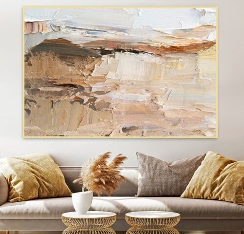 لوحة قماشية بتصميم الفن التشكيلي مع برواز مجوف