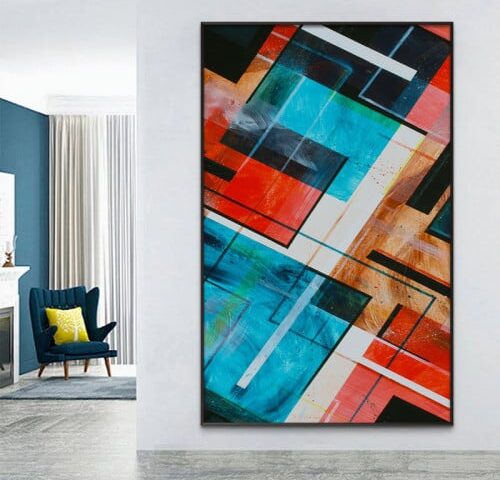 لوحة قماشية بتصميم مودرن مع برواز مجوف