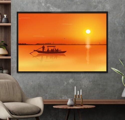 لوحة قماشية بتصميم مودرن مع برواز مجوف