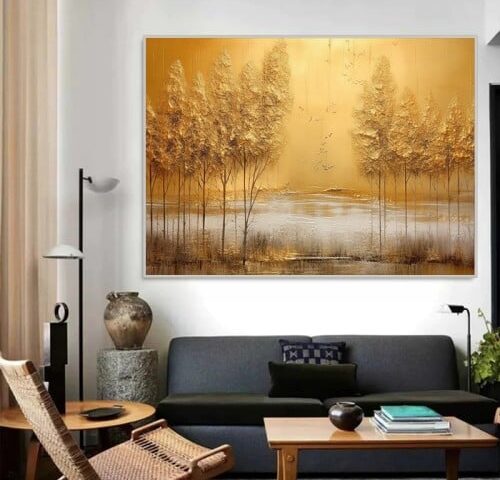 لوحة قماشية بتصميم الفن التجريدي مع برواز مجوف