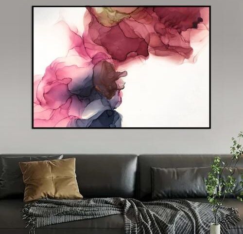 لوحة قماشية بتصميم الفن التجريديمع برواز مجوف