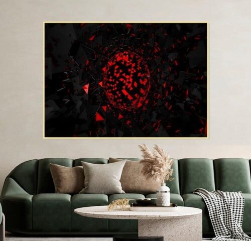 لوحة قماشية بتصميم هندسي مع برواز مجوف