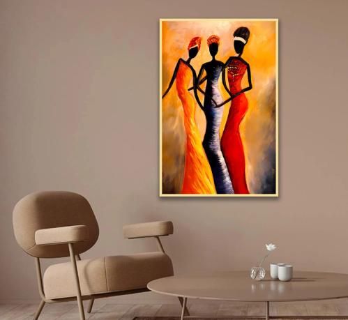 لوحة قماشية بتصميم تجريدي بتصميم امرآة مع برواز مجوف